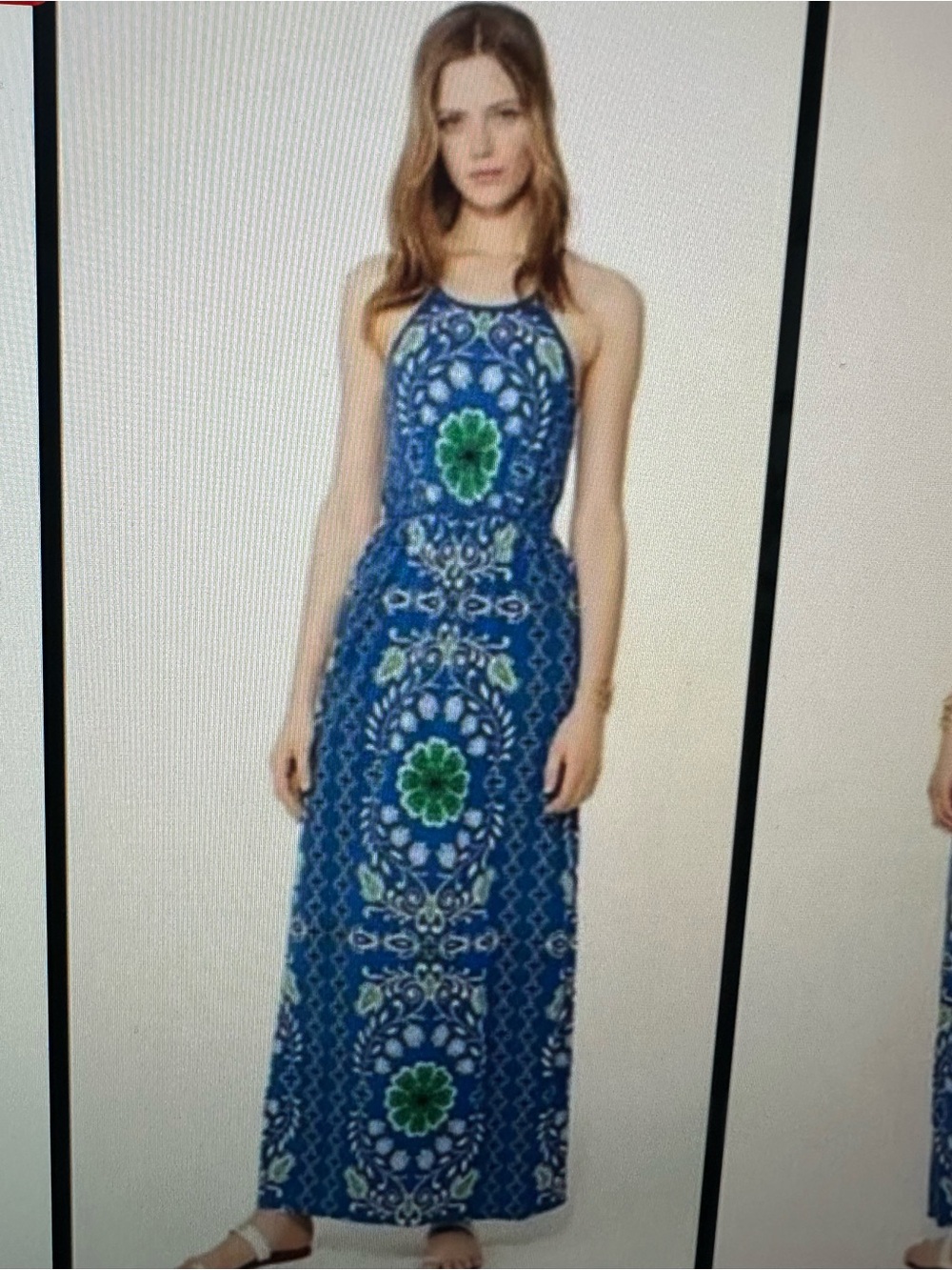 Tory Burch Blue Floral Crisscross-Back Maxi Dress